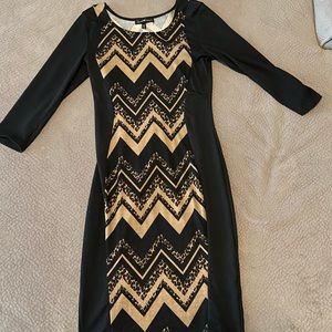 light and dark brown dress with black